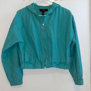Turquoise cropped wind breaker